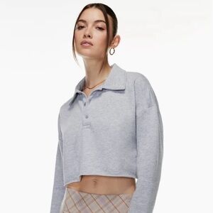 Aritzia Sunday Best cropped rugby fleece in gray